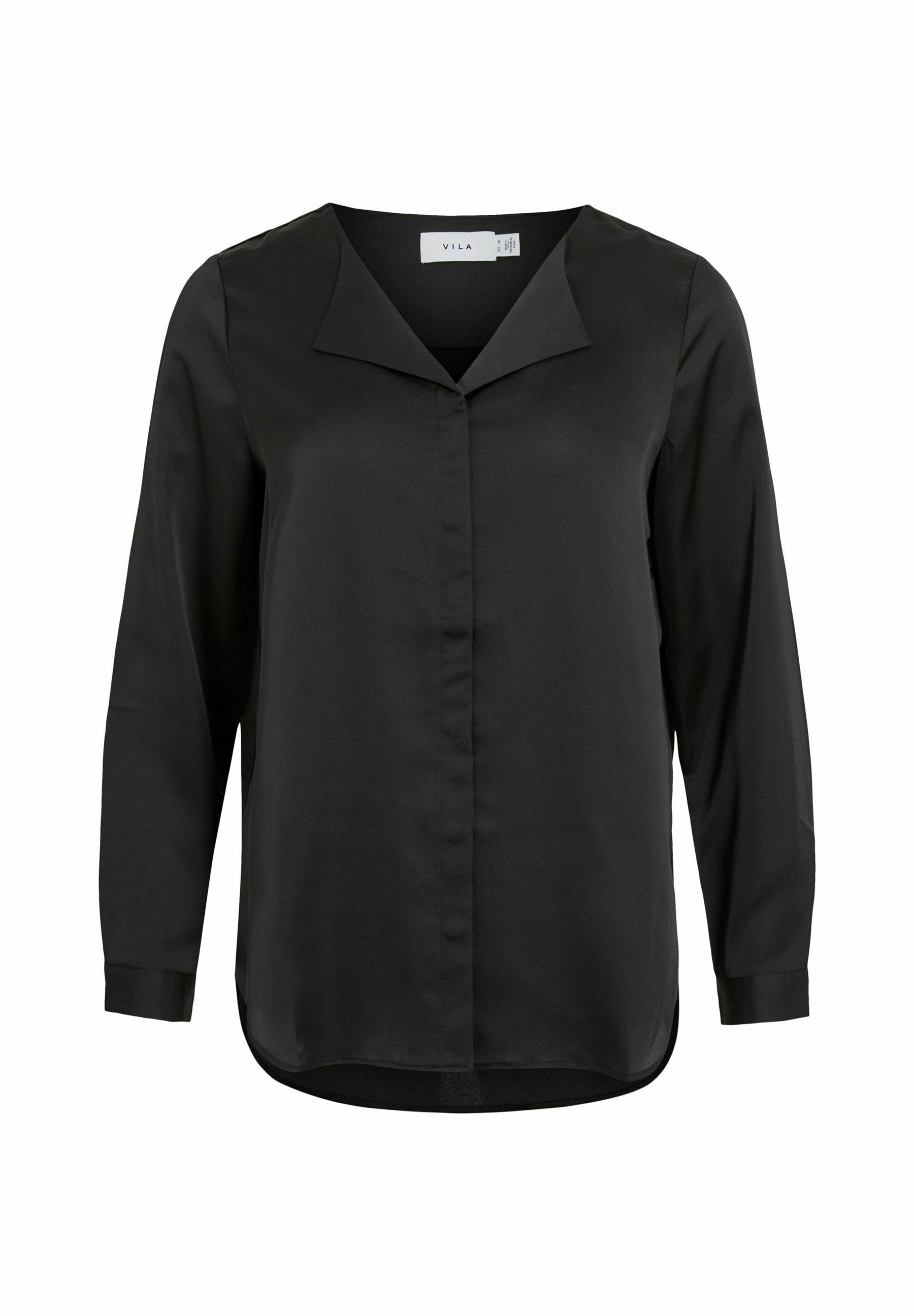 VILA VIELLETTE V-NECK L/S SATIN SHIRT - NOOS