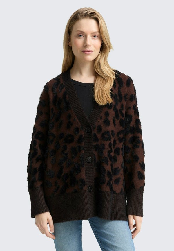 TOM TAILOR Cardigan - big brown leo design
