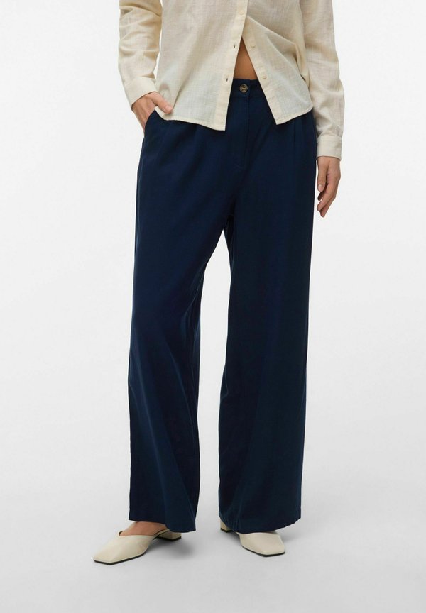 Vero Moda Wide-leg VMMYMILO Mid waist - Trousers - navy blazer