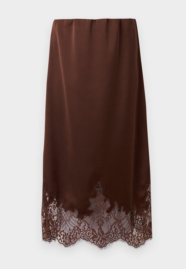 Vero Moda VMNOVI LACE DETAIL 7/8 SKIRT WVN - A-line skirt - chicory coffee