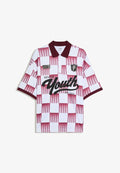 Bershka AOP GRID FOOTBALL POLO TSHIRT - Polo shirt - mottled light red