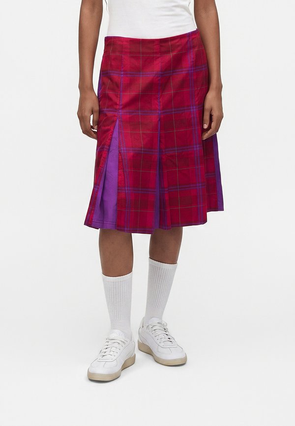 Puma PLEATED TARTAN WOVEN MIDI SKIRT - Pleated skirt - garnet glow