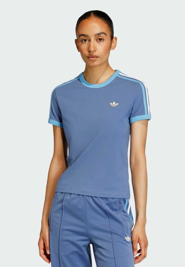 adidas Originals 3-STRIPES SLIM T-SHIRT - Print T-shirt - crew blue/light blue/white
