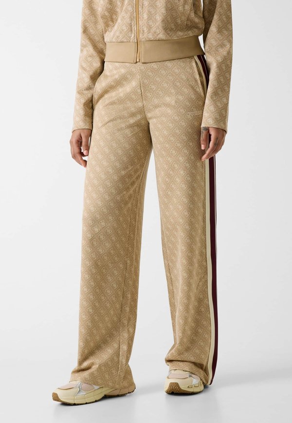 Guess 4G JACQUARD STRAIGHT LEG PANTS - Tracksuit bottoms - beige