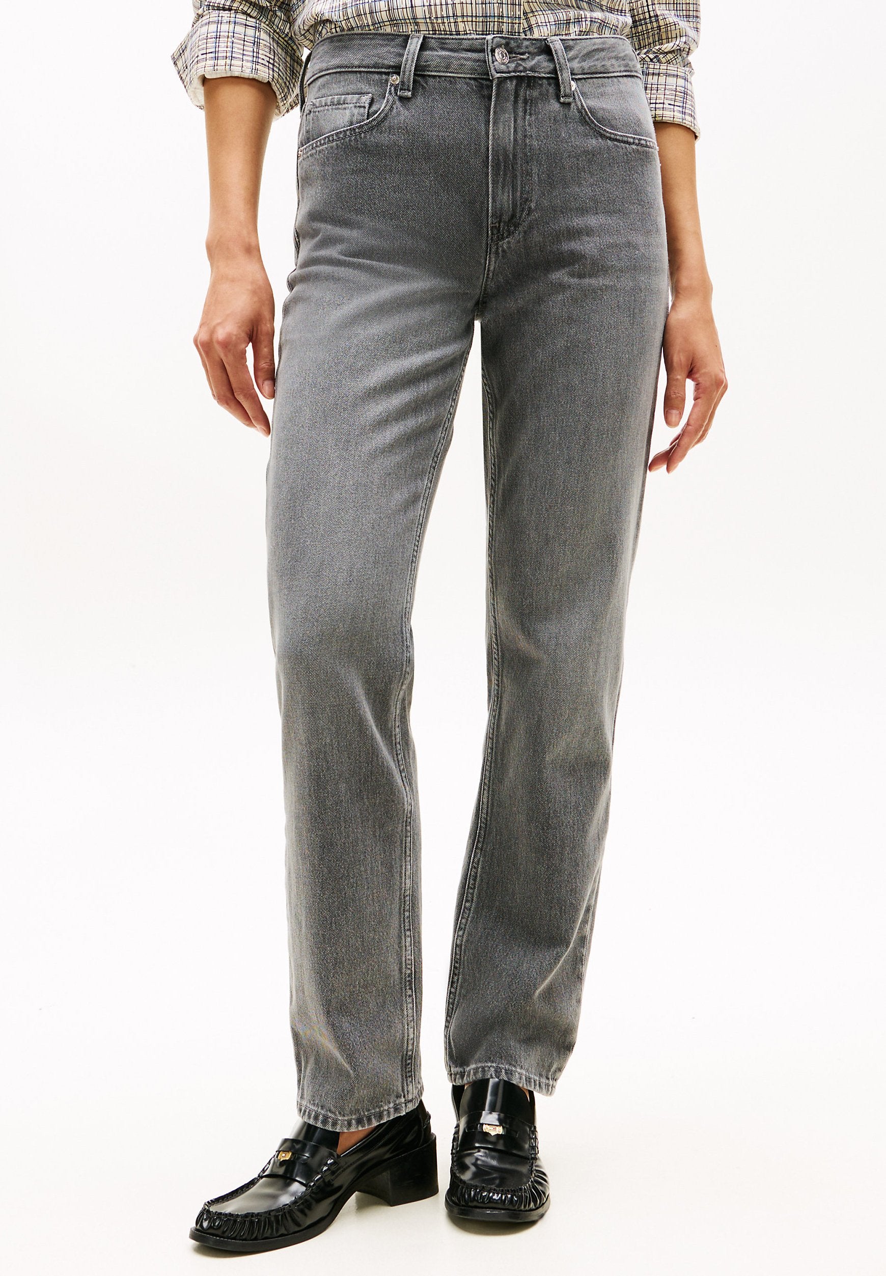 WHISKERED MID RISE STRAIGHT LEG JEANS Media 3