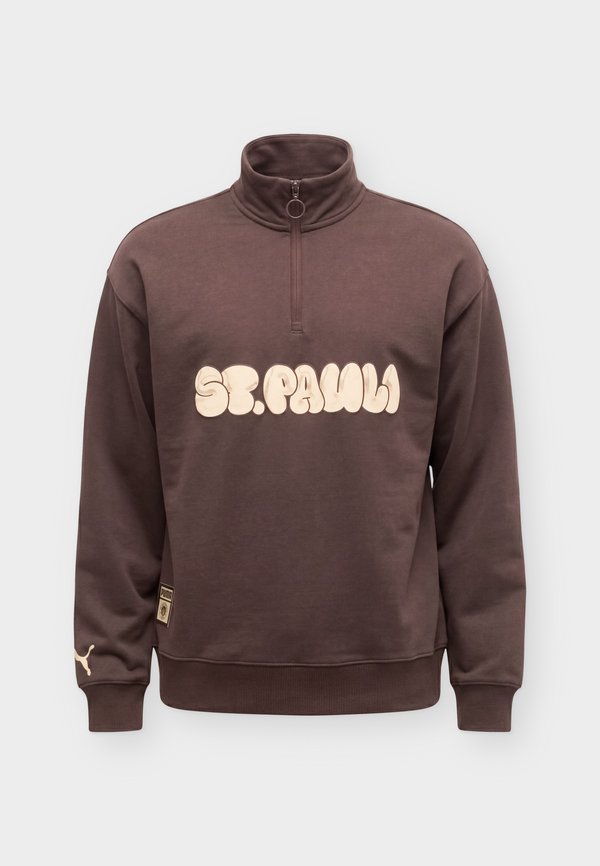 Puma FC ST PAULI GRAPHIC HALF ZIP - Club wear - chocolate brown/beige