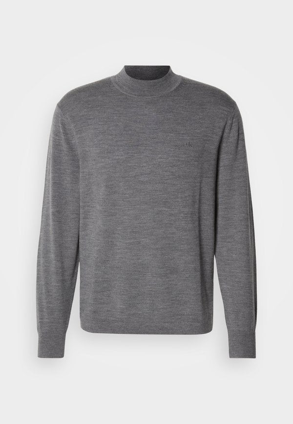 Calvin Klein MOCK NECK - Jumper - medium grey heather