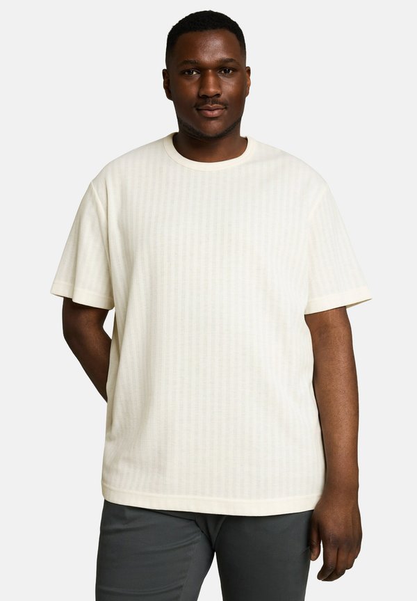 TOM TAILOR PLUS STRUCTURED T-SHIRT - Basic T-shirt - gardenia white