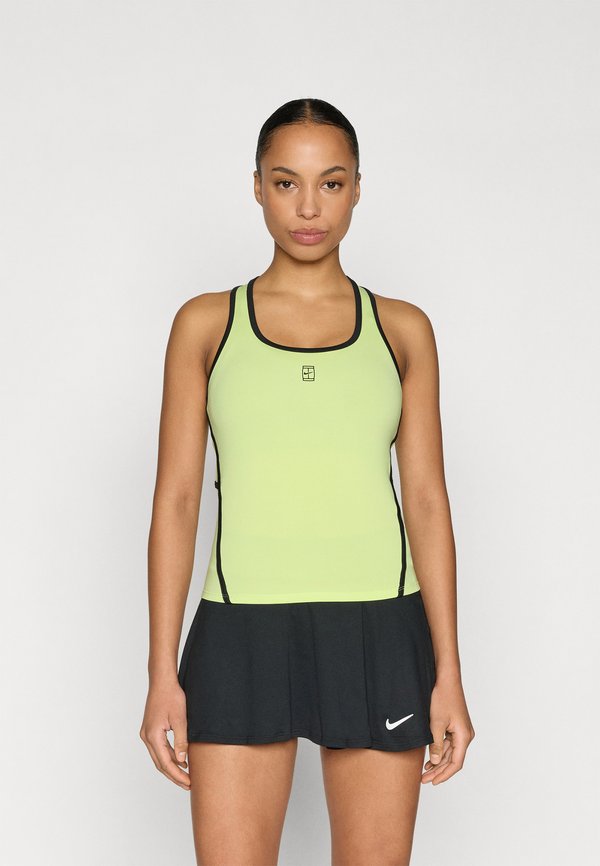 Nike Performance NIKECOURT ADVANTAGE TANK NOVELTY - Top - light lemon twist/black