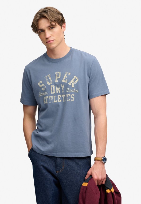 Superdry & Co SUPERDRY ATHLETIC ESSENTIALS T-SHIRT.. - Print T-shirt - flint stone blue grey