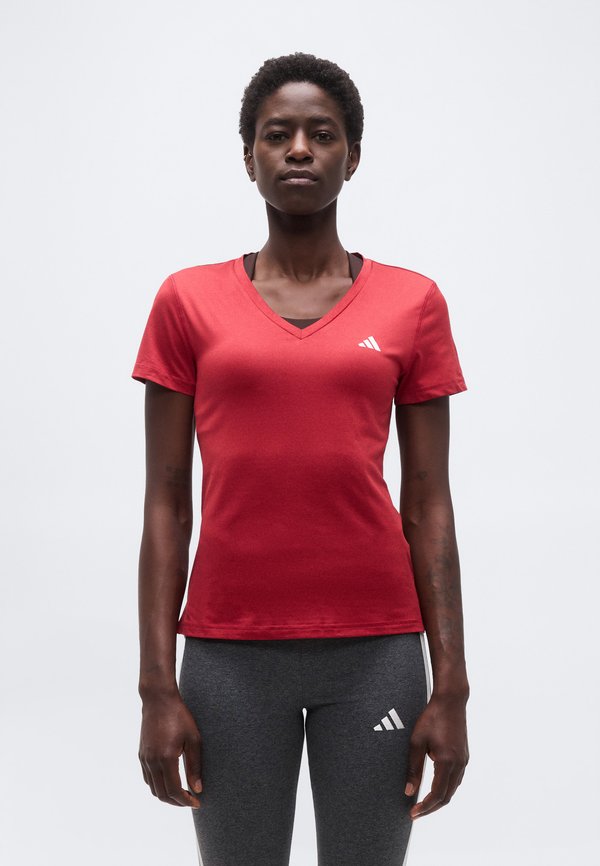 adidas Performance WORKOUT ESSENTIALS V NECK - Sports T-shirt - active maroon