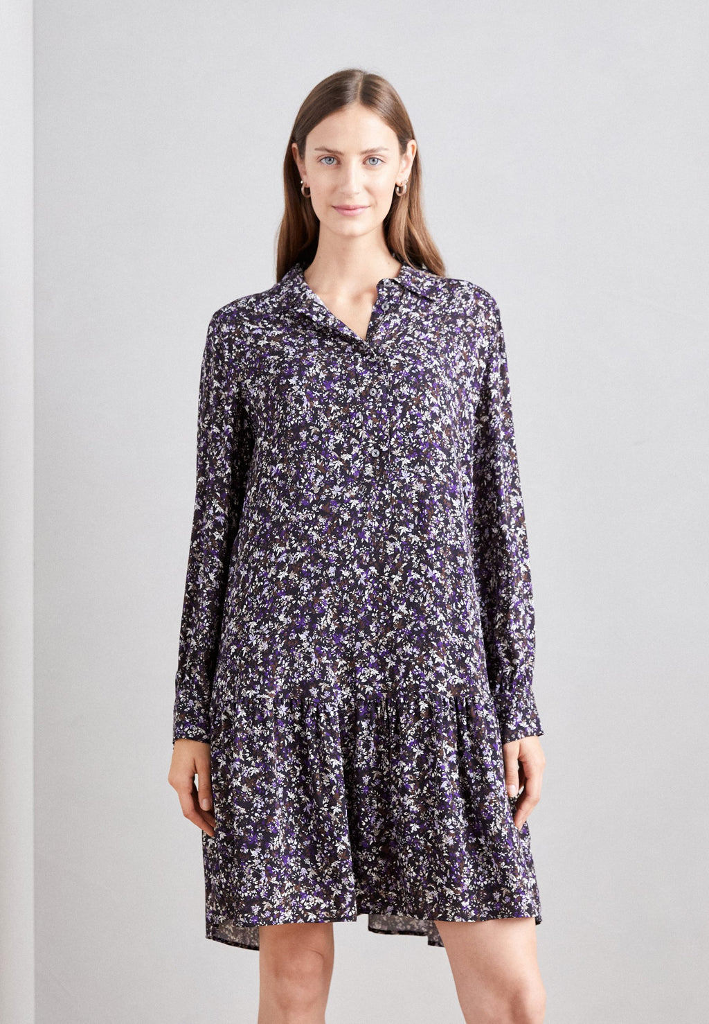 Marc O'Polo DRESS A SHAPE SHIRT STYLE VOLANT SKIRT LONG SLEEVE KENT COLLAR