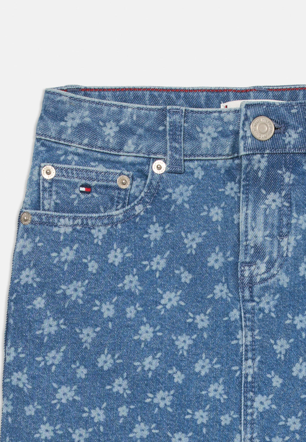 FLORAL PRINT FLAG EMBROIDERY DENIM SKIRT Media 3
