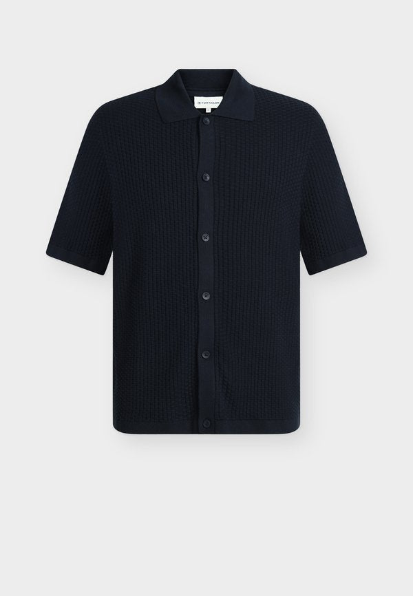 TOM TAILOR MINIMAL STRUCTURED KNIT POLO JACKET - Shirt - sky captain blue