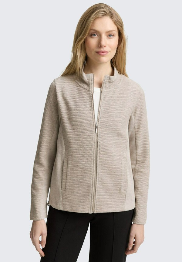 TOM TAILOR MIT STEHKRAGEN - Cardigan - soft taupe melange