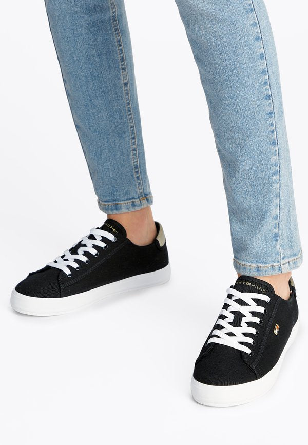 Tommy Hilfiger METALLIC HEEL CANVAS TRAINERS - Trainers - black