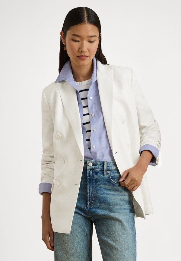 Lauren Ralph Lauren DOUBLE-BREASTED LINEN-BLEND TWILL BLAZER