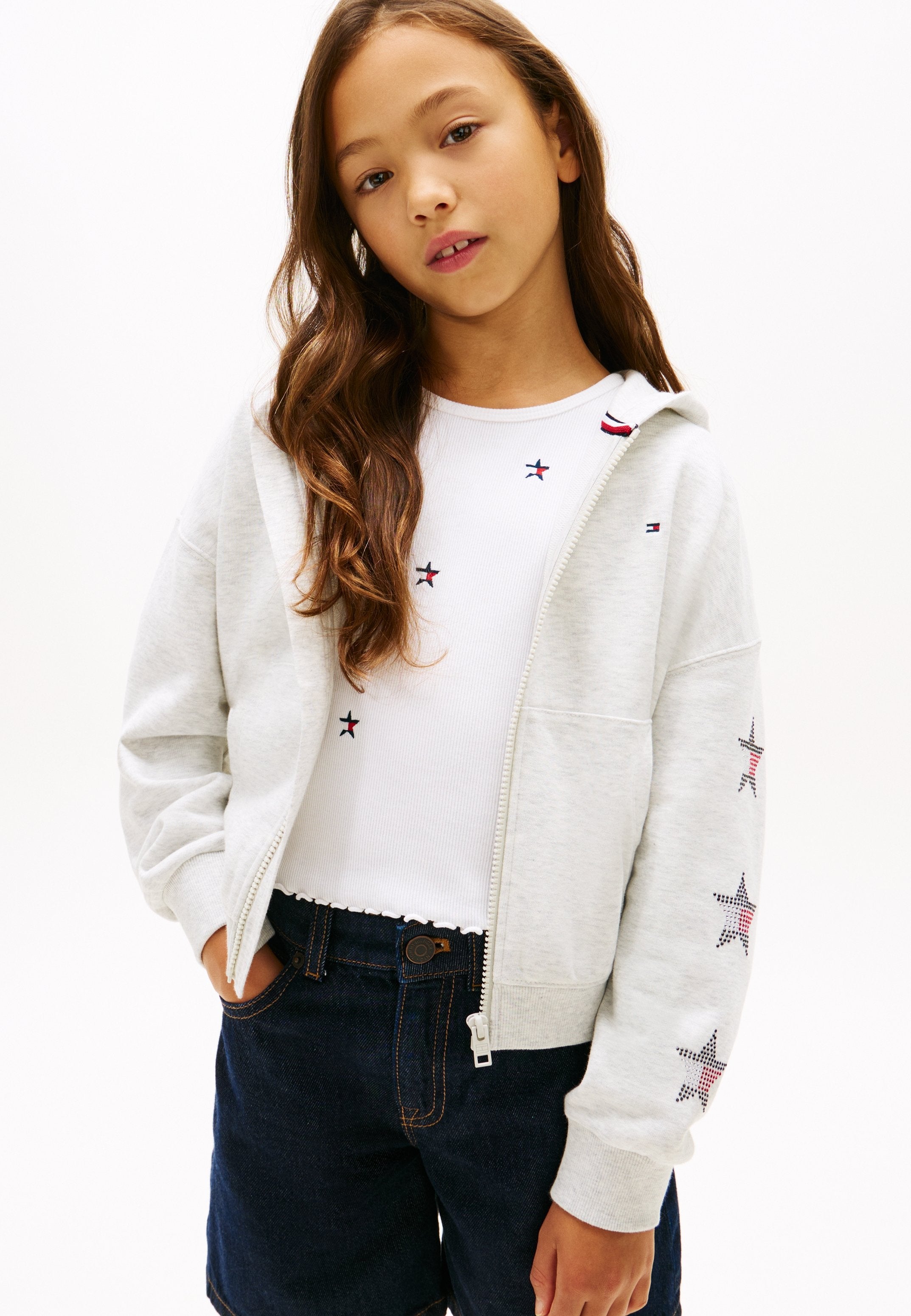 DIAMANTÉ STAR BACK LOGO ZIP-THRU HOODY Media 3