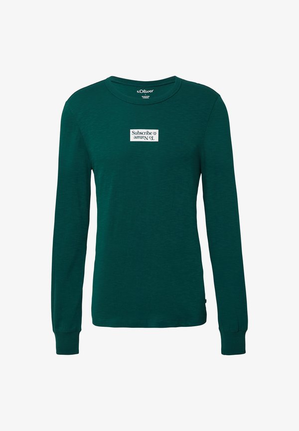 s.Oliver LONGSLEEVE MIT FLAMMSTRUKTUR - Long sleeved top - tannengrün