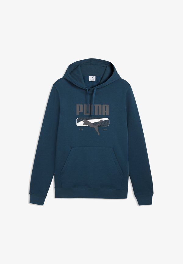Puma PUMA SPORT LOGO PLAY FLEECE HOODIE - Hoodie - midnight petrol