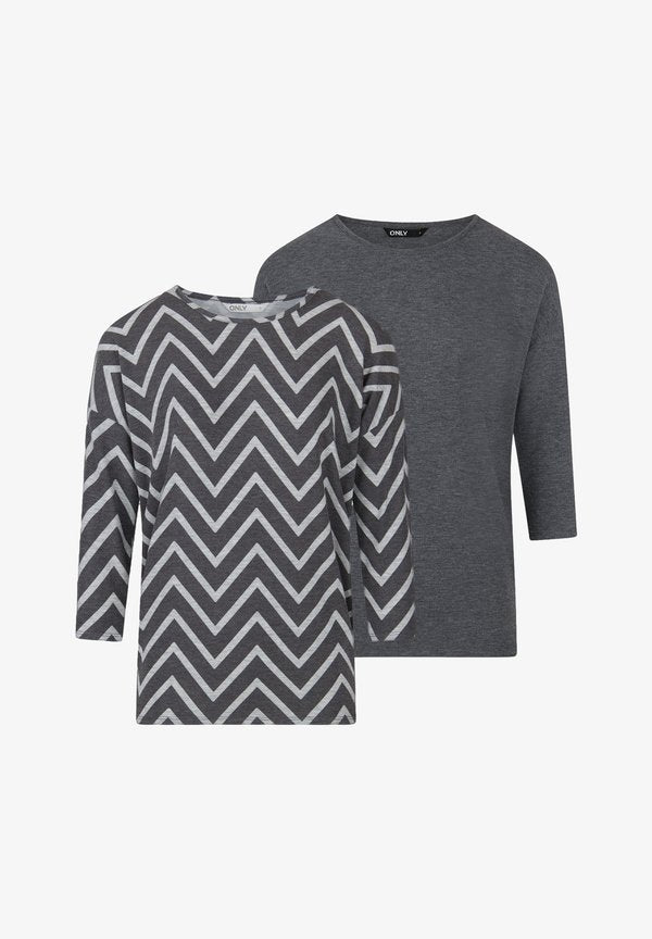 ONLY GLAMOUR 2 PACK - Long sleeved top - dark grey melange