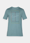 Nike Performance COURT TEE HERITAGE - Print T-shirt - mineral slate