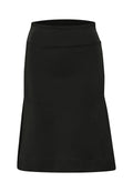 Schwarze Rock mit einer taillierten Taille und ausgestellt geschnittenem Saum. Hergestellt aus einem glatten Material, ohne sichtbare Muster oder Hardware-Akzente.