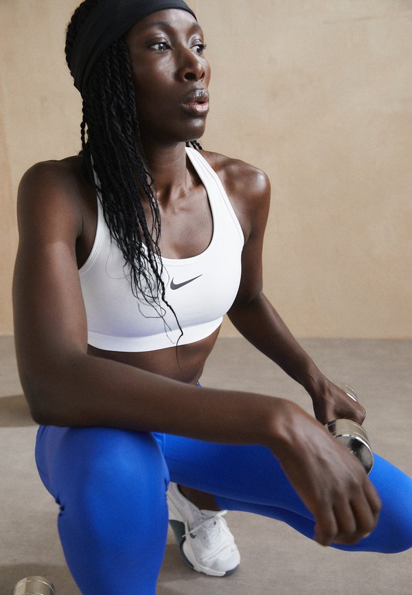 Nike Performance BRA - Medium support sports bra - white/stone mauve/black