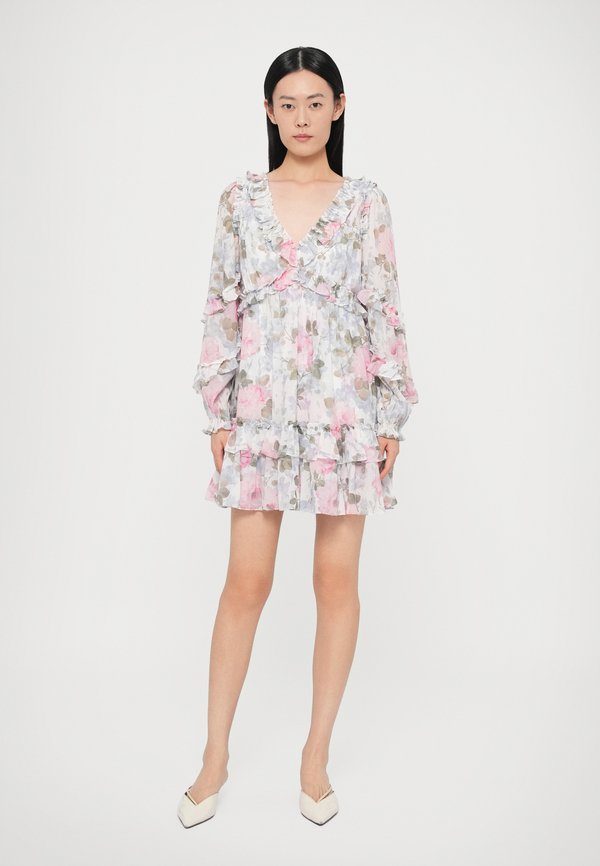 Needle & Thread EXCLUSIVE CAMILLES GARDEN CHIFFON LONG SLEEVE MICRO MINI DRESS
