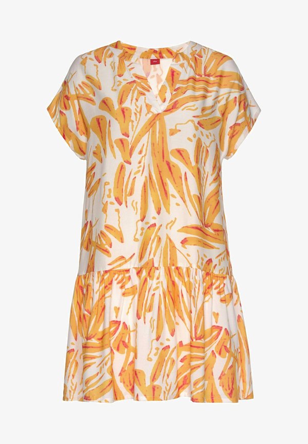 s.Oliver Day dress - orange/creme/bedruckt