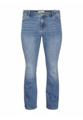 Hellblaue Skinny-Jeans aus Denim mit mittelhohem Bund, fünf Taschen und subtilen Ausbleichungen. Mit Knopfverschluss und Gürtelschlaufen.