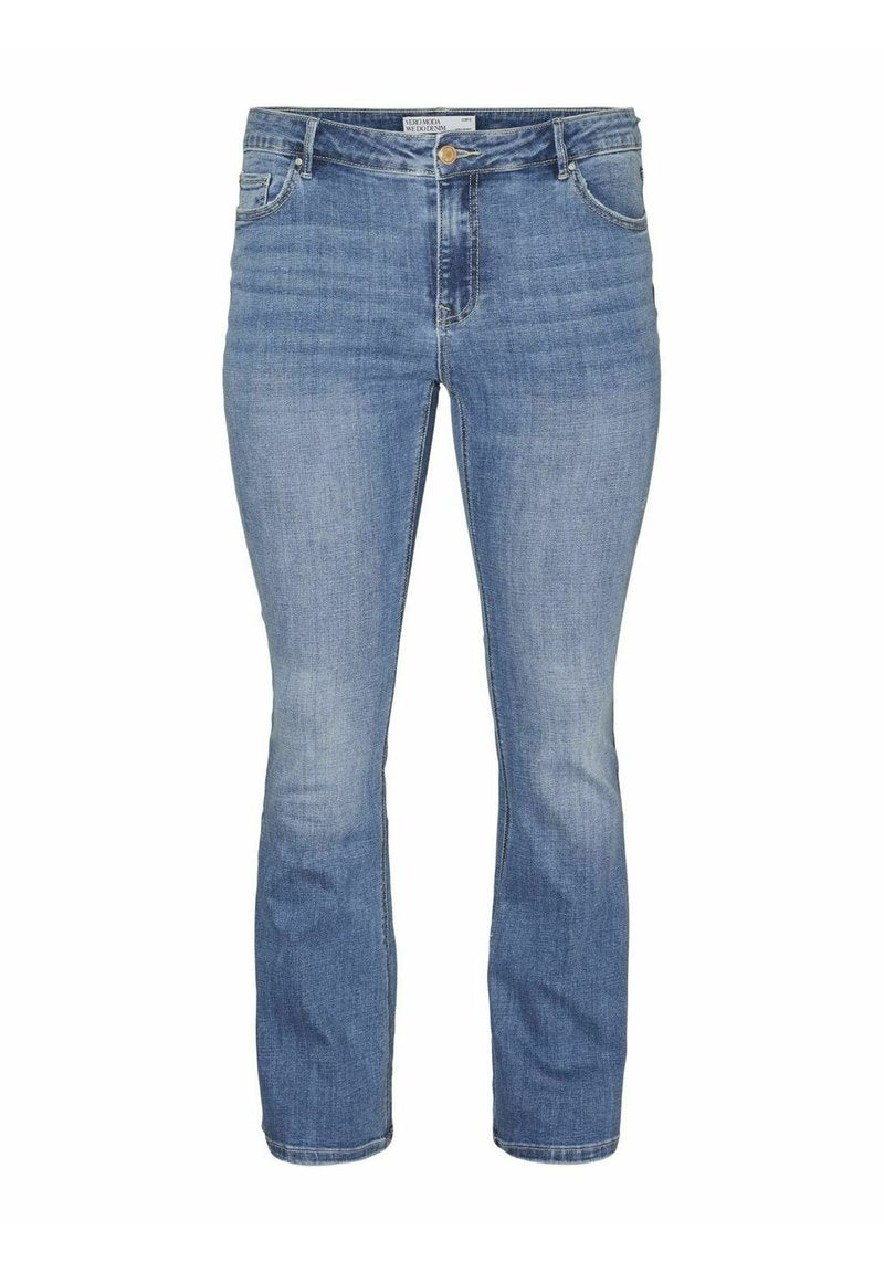 Hellblaue Skinny-Jeans aus Denim mit mittelhohem Bund, fünf Taschen und subtilen Ausbleichungen. Mit Knopfverschluss und Gürtelschlaufen.