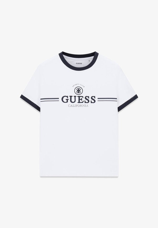 Guess BESTICKTES LOGO - Print T-shirt - weiß