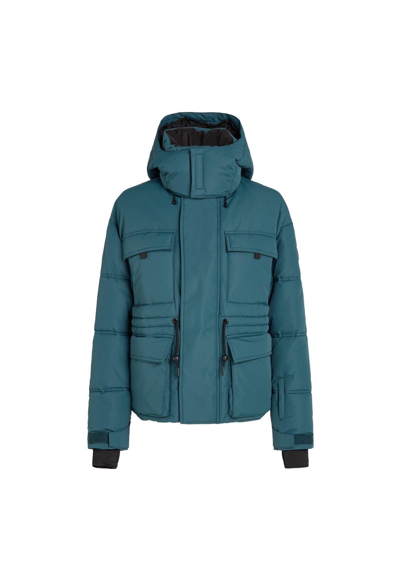 Türaqua Pufferjacke mit Kapuze, ausgestattet mit vier frontalen Taschen, elastischen Bündchen und verstellbaren Kordeln am Kragen und Saum. Wasserdichtes Material.
