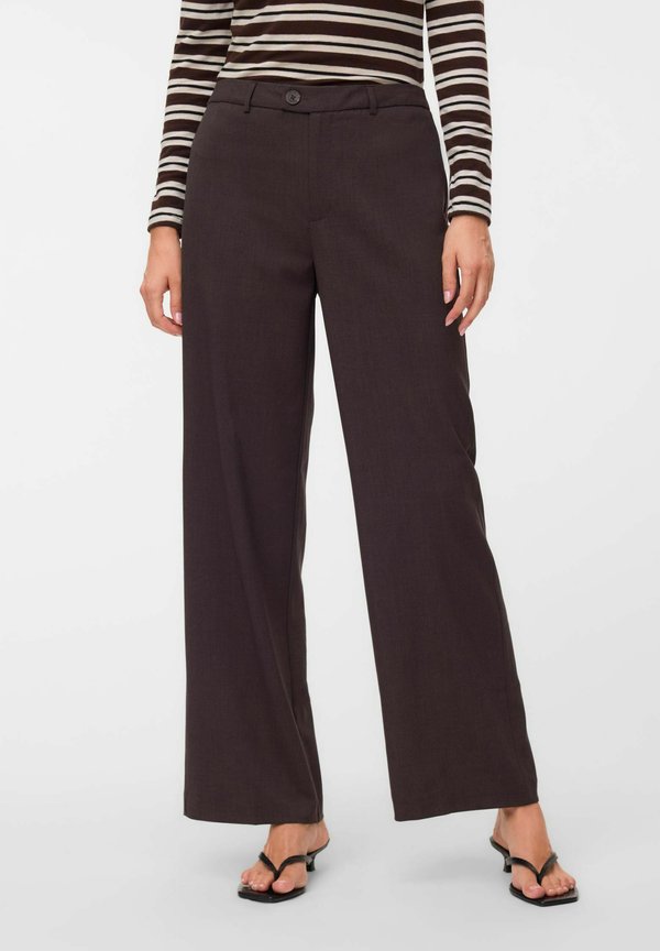 Vero Moda VMTEXAS MW STRAIGHT PANT NOOS - Trousers - chocolate torte