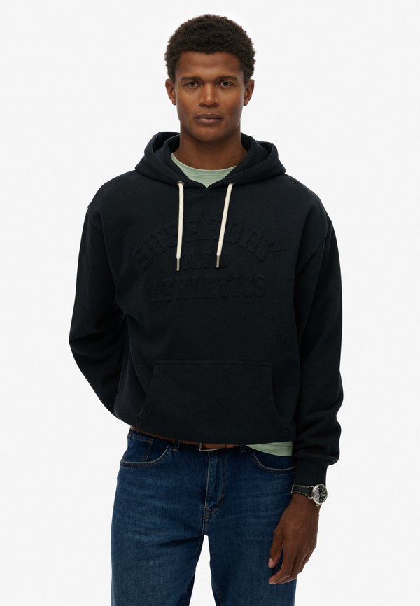 Superdry & Co ATHLETIC EMBOSSED - Hoodie - jet black