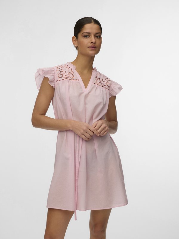 Vero Moda VMLINE SS SHORT DRESS WVN NOOS - Day dress - parfait pink