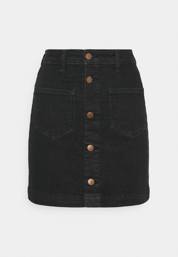 ONLY ONLAMAZING HW BUTTON - Mini skirt - black denim