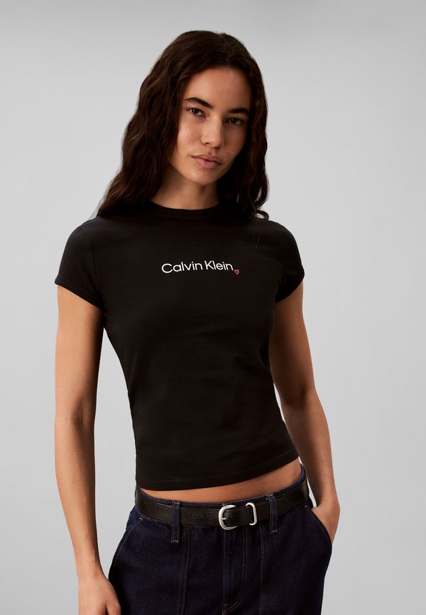 Calvin Klein Jeans SLIM FIT HEART LOGO - Print T-shirt - black