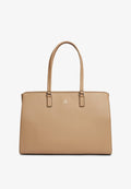 Tommy Hilfiger TH MONOGRAM PEBBLE GRAIN TOTE BAG - Handbag - beige