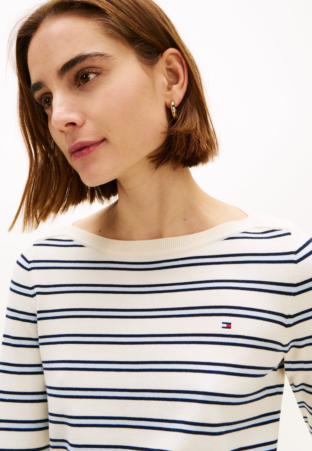 GOLD-TONE BUTTON JERSEY BOAT NECK JUMPER Media 5