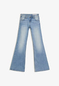 Bershka EMBROIDERED FLARED LOW-RISE - JEANS 01042335 - Flared Jeans - light blue