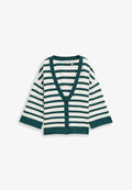 TOM TAILOR Cardigan - white green knit stripe