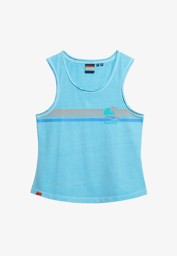Superdry & Co STRIPE SCOOP NECK TANK  - Top - neon sky blue