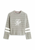 LOGO EMBROIDERY RELAXED CABLE KNIT JUMPER Media 1