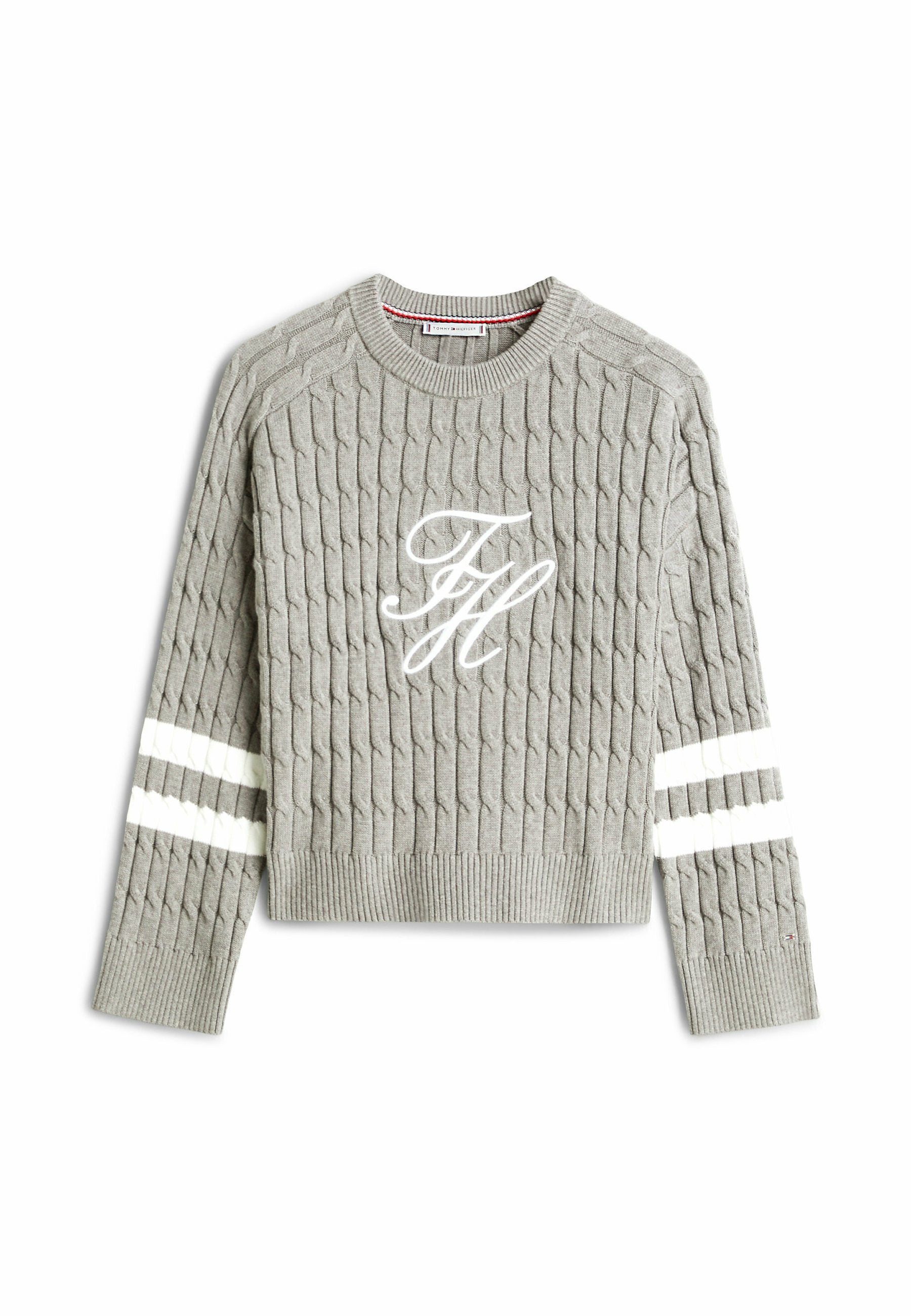 LOGO EMBROIDERY RELAXED CABLE KNIT JUMPER Media 1