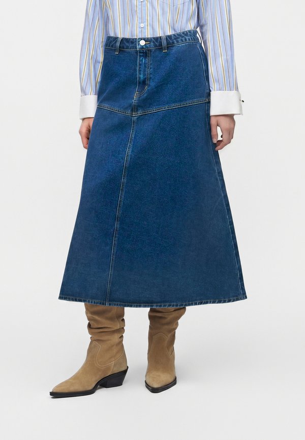 Vero Moda VMBEATE SKIRT - Denim skirt - dark blue denim