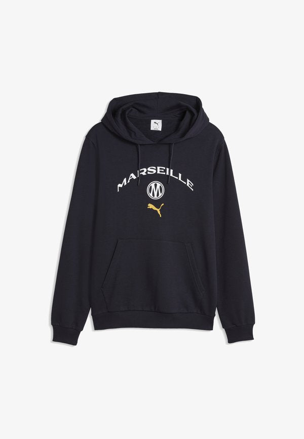 Puma OLYMPIQUE DE MARSEILLE FTBLCULTURE HOODIE - Club wear - new navy- white