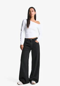 Bershka Wide Leg - black/light blue