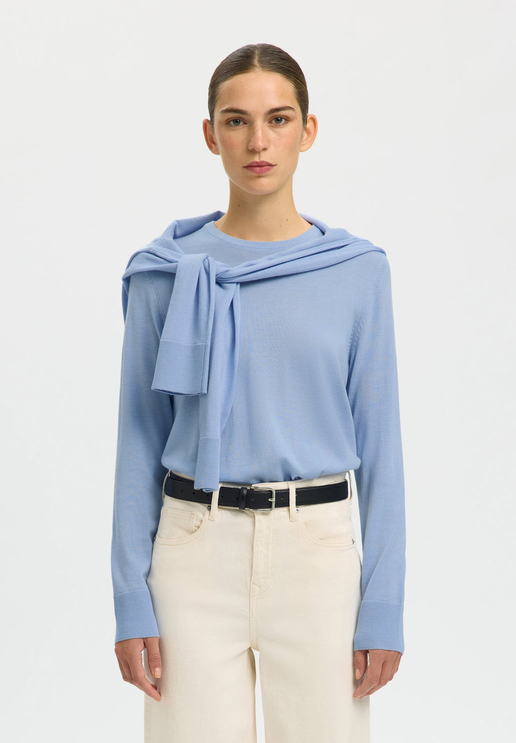 Selected SLFTHEA LS KNIT MERINO O-NECK NOOS